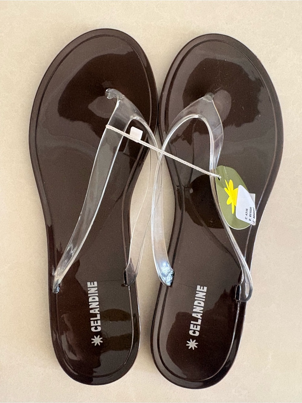 Celandine by anthropologie Clear-Strap Brown Jelly Sandals NWT 8